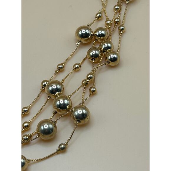 Beautiful Gold-Tone 5-Strand (Round Beads) Necklace 21" - Picture 2 of 2